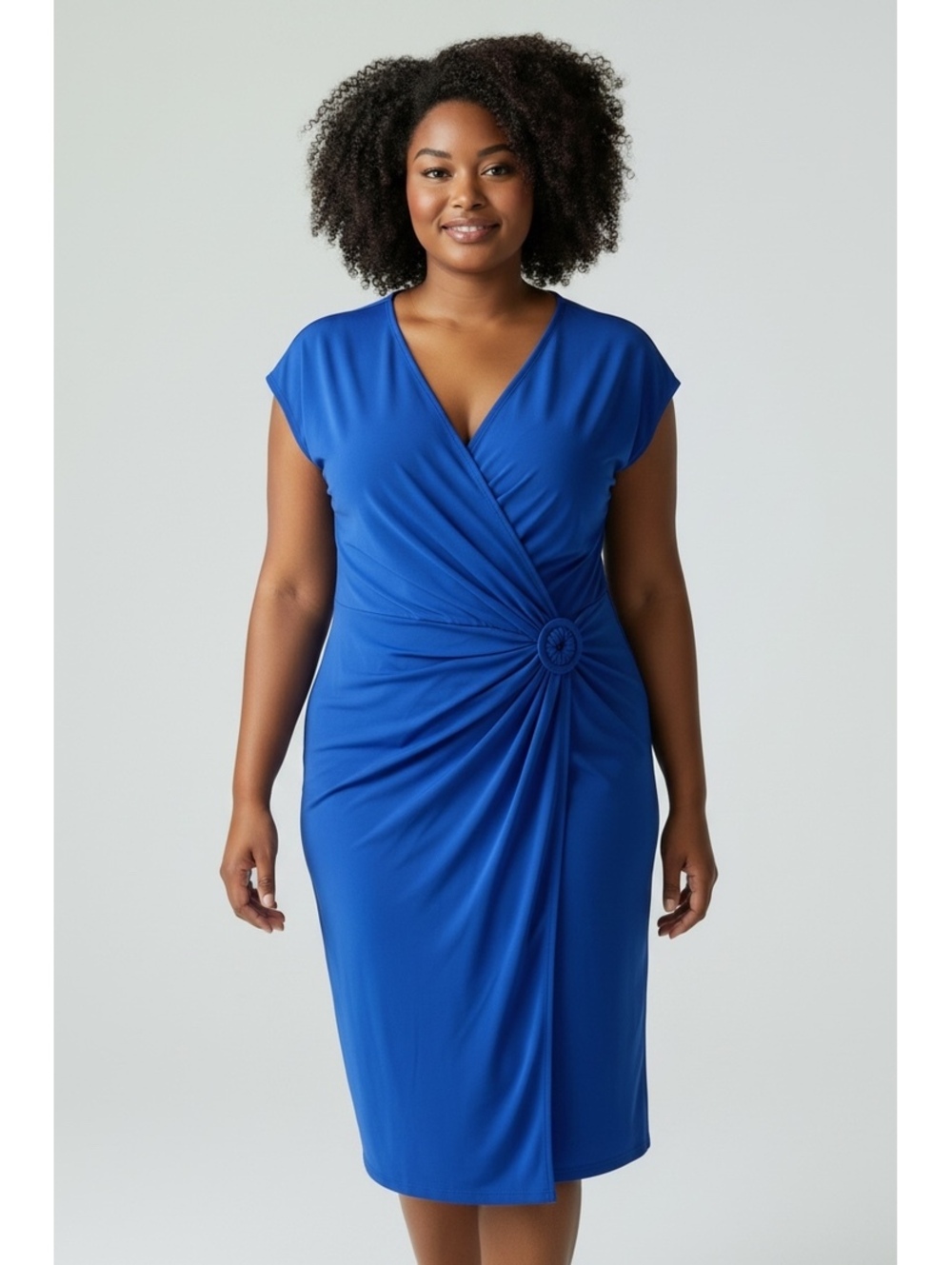 Tommy Bahama Carmela Women's Blue Wrap Dress Size Large Polyester Spandex Blend
